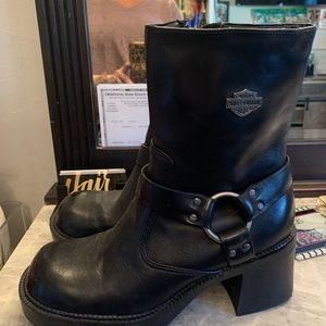 Black leather Harley Davidson boots